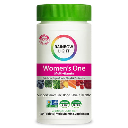 Rainbow Light Women’s One Daily High Potency Multivitamin for Immune Support with Vitamin C, D & Zinc, 150 Tablets, Non-GMO, Vegetarian & Gluten Free, 5 Month Supply 150 Count